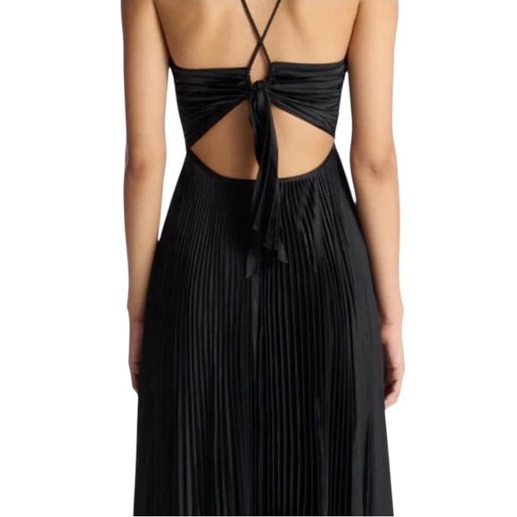 LIKE NEW A.L.C. Aries Satin Pleated Dress in Black - Size 4 - Picture 10 of 16